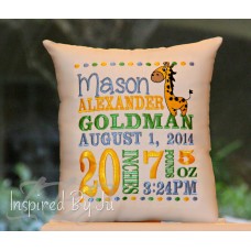 Happy Giraffe - Birth Announcement Pillow